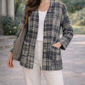 Yasuko Kurisaka Vintage Hand Woven Cotton Button Up Cardigan Jacket OS Japanese